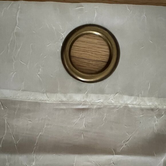 6 - 52" X 63" Royal Velvet Beige Textured Semi Sheer Window Panels with Grommets - Picture 4 of 6